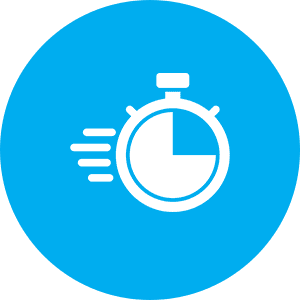 Stopwatch icon with motion lines.